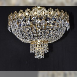 Surface-mounted basket crystal chandelier with strass stones