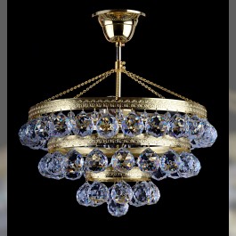 Gold crystal basket light for a lower ceiling