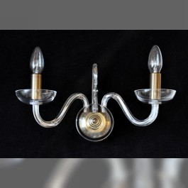 2 Arms design wall light made of hand blown glass Antik