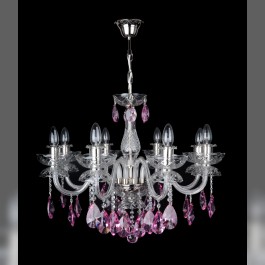 The violet crystal chandelier with smooth glass arms