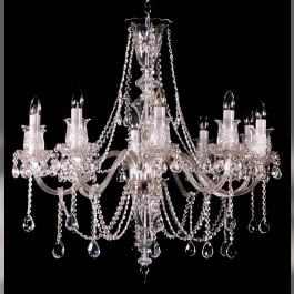 Antique looking 10 Arms Crystal chandelier with hand cut glass tulips