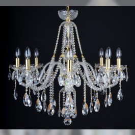 8 Arms Crystal chandelier with smooth glass arms & Cut almonds