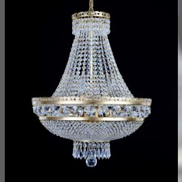 9-bulb crystal basket made of matt brass