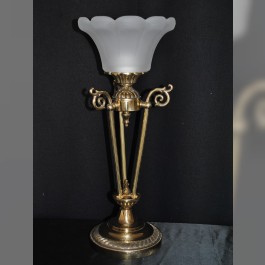 1 Bulb Cast brass crystal table lamp with sand blasted glass lampshade