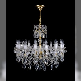 Traditional Czech Crystal Chandelier with 16 arms made of twisted glass.