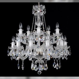 15 Arms Silver crystal chandelier with Swarovski crystal almonds