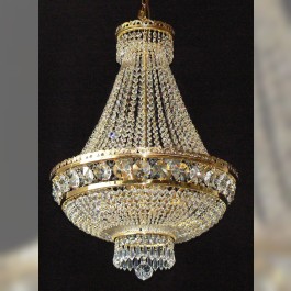9 bulbs Strass basket crystal chandelier with large cut octagons & crystal drops