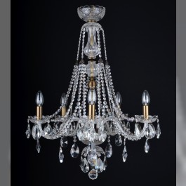 5 Arms crystal chandelier with crystal almonds & brown metal finish ANTIK