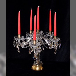 Swarovski glass candlestick with 6 candle bulbs & crystal almonds