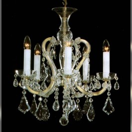 5 flames Maria Theresa crystal chandelier with cut crystal pendeloques