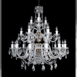 Practical 21-arm crystal chandelier with brown metal for a smaller entrance hall of a house