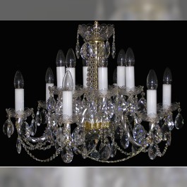 12 Arms glass crystal chandelier with cut crystal almonds