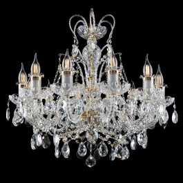 Medium-sized cr. chandelier with gold stripe