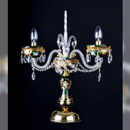 Luxury green crystal table lamp with 3 bulbs