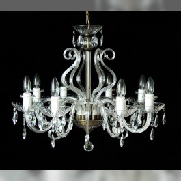 8 Arms Crystal chandelier with glass horns & cut crystal almonds ANTIK