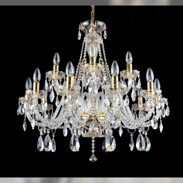 larger 15-bulbs Czech crystal chandelier with gilded cut