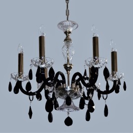 Black crystal chandelier with French candles.