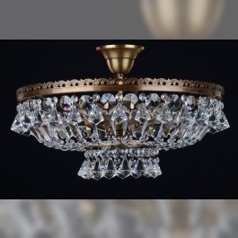 6 Bulbs brown stained basket crystal chandelier with diamond-shaped crystals