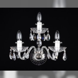 3 Arms Silver wall light with crystal almonds