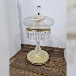 Lamp made of solid sandblasted glass with deep hand-cut