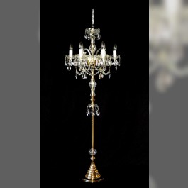 Gold brass crystal floor lamp with the range of 160 cm height