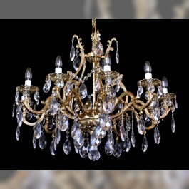 10 Arms Cast brass chandelier - Gold Lyre