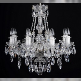 8 Arms Silver crystal chandelier with cut crystal almonds