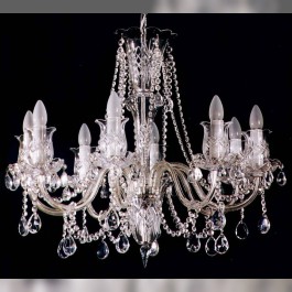 8 Arms Silver Crystal chandelier with hand cut glass tulips & smooth arms