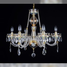 The smaller crystal chandelier  fine enamel paintings on clear glass