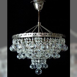 3 Bulbs basket crystal chandelier with cut crystal balls