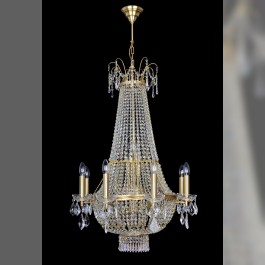 8 Arms basket crystal chandelier with Strass crystal chains - (8+5) candle bulbs