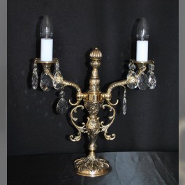 2 Arms Cast brass tablecrystal lamp
