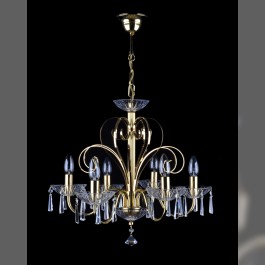 6 Arms plain crystal chandelier with cut crystal hooves