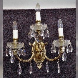Luxury 3 Arms Cast brass wall light with PK500 hand cut & Crystal almonds