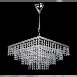 6 bulbs silver square Strass crystal chandelier - Glittering cut octagons