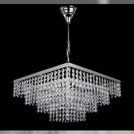 6 bulbs silver square Strass crystal chandelier - Glittering cut octagons