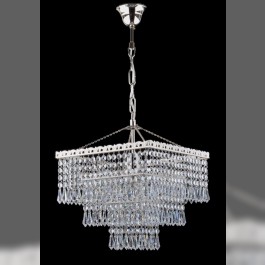 1 bulb silver square Strass crystal chandelier - Cut octagons & Drops