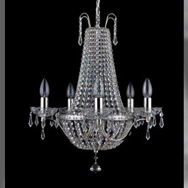 5 Arms silver basket crystal chandelier with Strass crystal chains & crystal drops