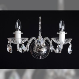 2 Arms Silver wall light with crystal almonds