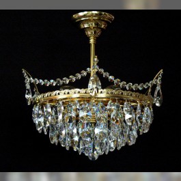 6 Bulbs basket crystal chandelier with cut crystal almonds