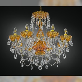 Luxury yellow crystal chandelier 8 bulbs