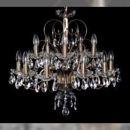 15 Arms plain crystal chandelier with cut crystal almonds ANTIK