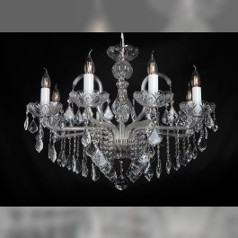 Chandelier in a modern interior with crystal trimmings