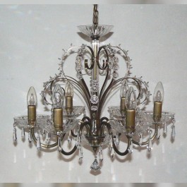 6 Arms plain crystal chandelier with cut crystal drops ANTIK