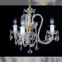 3 Arms Crystal chandelier with long twisted glass arms