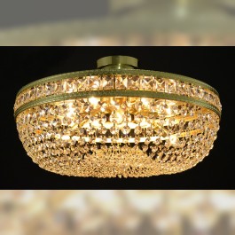 The Lit Gold Semi-flush mount basket crystal light 12 bulbs