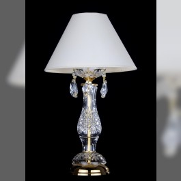 1 bulb crystal design table lamp with cut almonds and the white lapshade