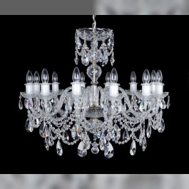 Bohemian 12-arm silver chandelier