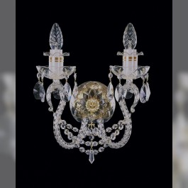 Bohemian crystal wall sconce with 2 bulbs