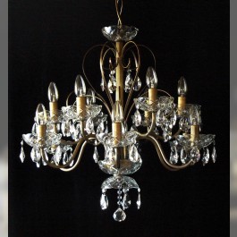 12 Arms plain crystal chandelier with cut crystal almonds ANTIK
